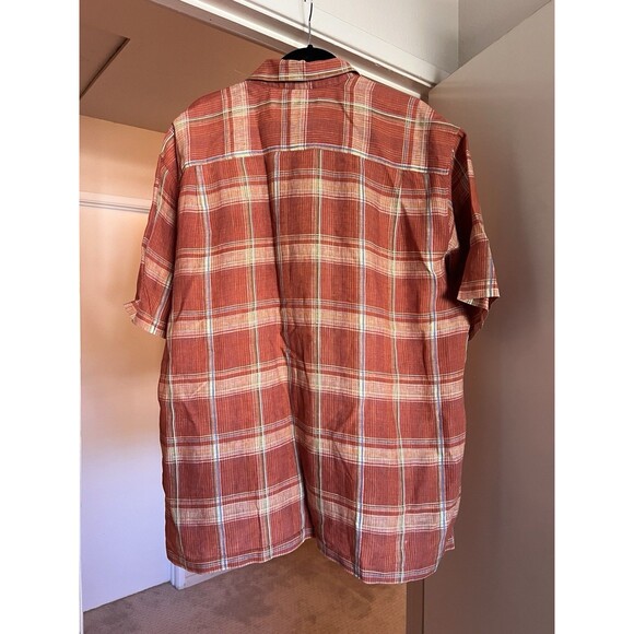 Tommy Bahama Men’s XLOrange Plaid 100% Linen Short Sleeve Button Shirt - Picture 6 of 13